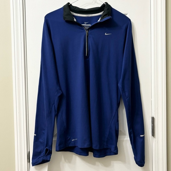 Nike Running DriFit Half Zip Royal Blue Pullover Top Womens Size Large - Picture 3 of 9